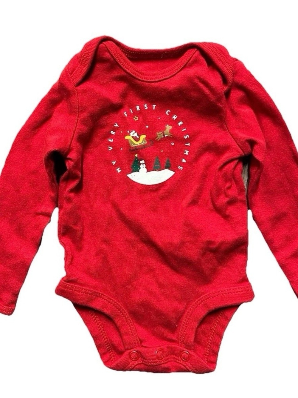 Infant Baby Santa Footie Pajamas My First Christmas Bodysuit Size Newborn - Picture 4 of 4